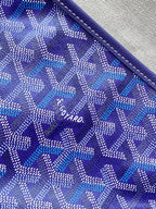 Purple monogram canvas with stitched edge trim and small logo print