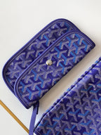 Purple monogram wristlet pouch with zip and matching strap