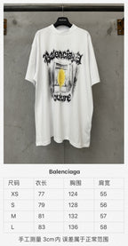 Balenciaga white graphic T-shirt with front drum print and crew neck