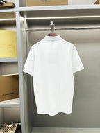 Burberry white short-sleeve polo shirt, plain back with folded collar