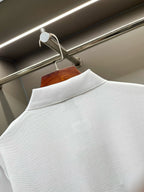 Burberry white polo shirt collar and shoulder seam detail