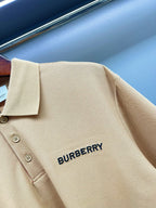 Beige polo shirt back close-up with Burberry logo print