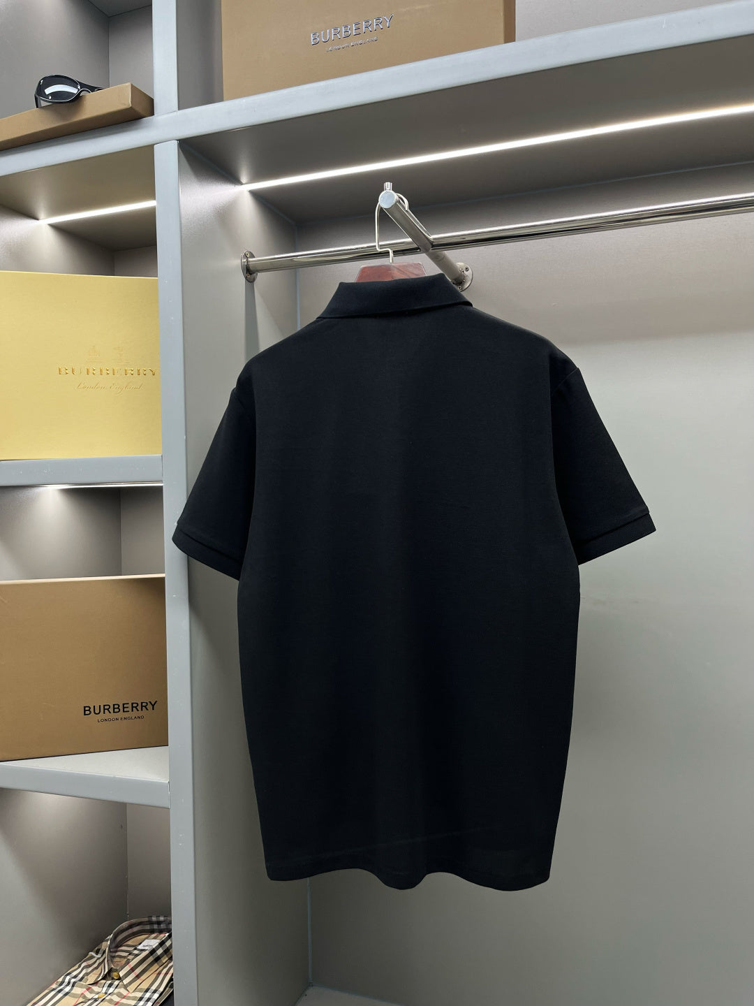Burberry short-sleeve polo shirt, dark navy, back view