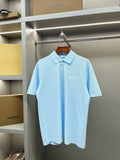 Burberry light blue short-sleeve polo shirt with button placket and chest logo