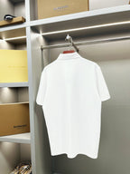 Burberry white short-sleeve polo shirt, back view with plain upper panel