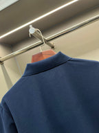 Navy Burberry polo shirt back collar detail, short sleeves