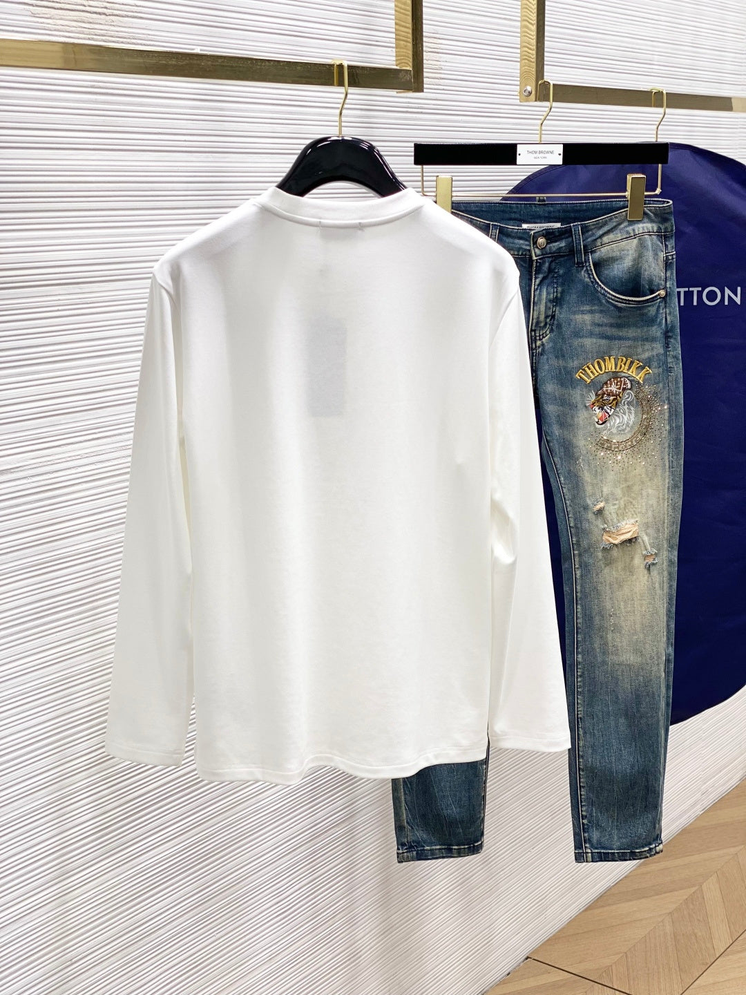 Versace white crewneck T-shirt back view with plain smooth design