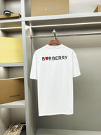 White short-sleeve T-shirt showing back with BURBERRY text logo