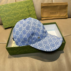 Gucci GG canvas baseball cap in blue with curved brim and front button