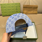 Gucci GG canvas baseball cap in blue with adjustable strap and curved brim