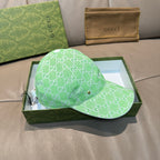 Gucci GG-print green baseball cap, logo pattern and curved visor
