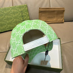 Gucci GG-print green baseball cap with white adjustable strap