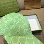 Gucci GG-print green baseball cap front panel close-up