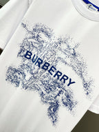 White T-shirt with large blue Burberry splash logo across chest