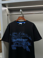 Black Burberry T-shirt with large blue logo graphic across front