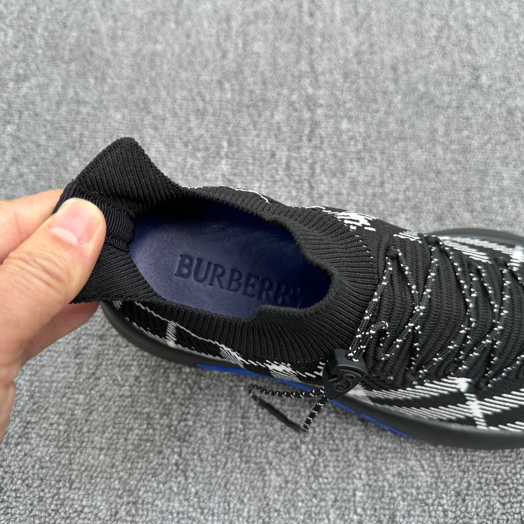 Burberry knit sneaker inner sock lining in dark navy with molded logo patch