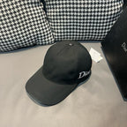 Black Dior baseball cap with stitched panels and front Dior logo