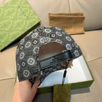 Gucci cap in dark gray with GG monogram pattern and black adjustable strap