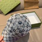 Gucci GG-pattern cap top in blue-gray with dark button center