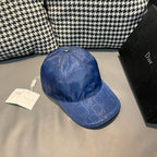 Dior cap in blue with visor brim and stitched crown, monogram print.