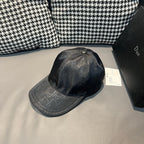 Dior cap with curved brim and monogram pattern, dark gray crown and stitched seam