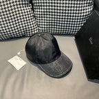 Dior cap with curved brim and monogram print, dark navy base and side panels