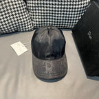 Dior cap in dark gray with monogram print, curved brim, snapback button detail