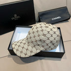 Chanel baseball cap in beige monogram canvas with curved brim and top button