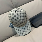 Chanel baseball cap with beige canvas and repeating black logo print, snap button