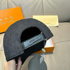 Louis Vuitton denim baseball cap, black interior strap with metal buckle