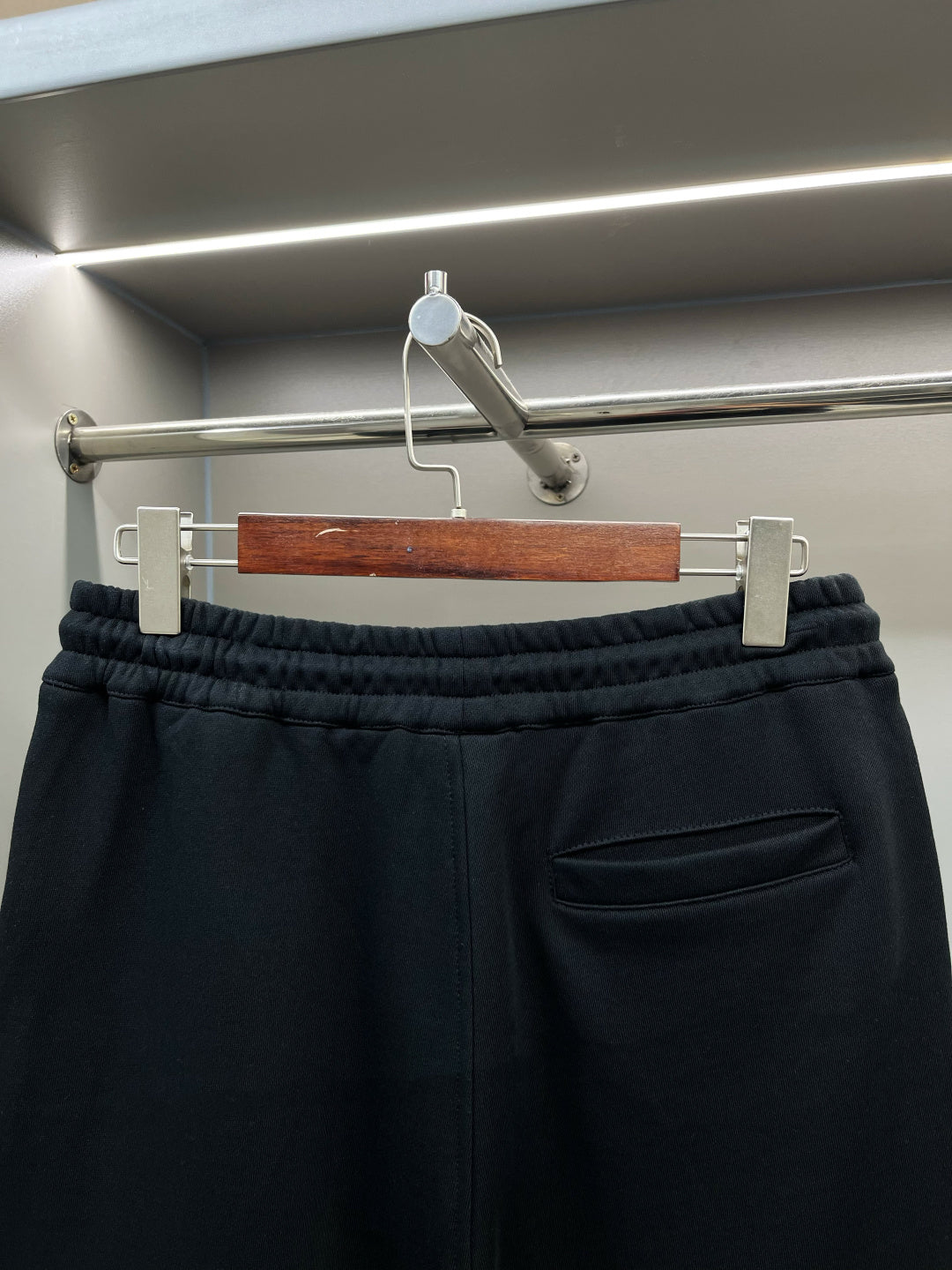 Burberry dark navy track shorts with zip pocket and elastic waistband