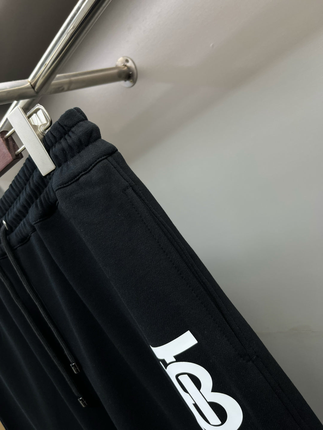 Burberry dark navy track shorts with elastic waistband and TB logo