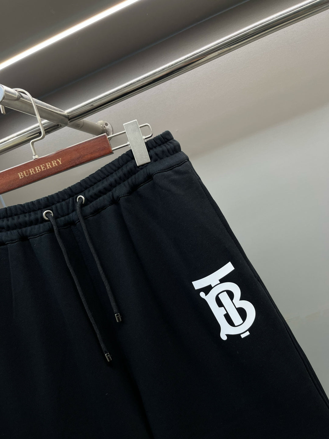 Burberry dark navy side TB logo track shorts with drawstring waist