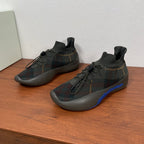 Burberry sneakers in dark plaid knit with lace-up and blue side stripe