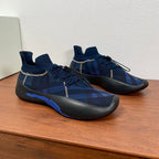 Burberry blue knit sock sneakers with slip-on collar and chunky black outsole