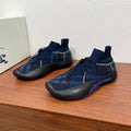 Burberry blue knit sock sneakers with black outsole and blue laces