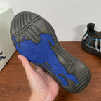 Burberry knit sneaker outsole, dark gray tread with blue sculpted pattern