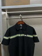 Burberry polo shirt, dark navy with striped band across chest and white horse logo