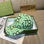 Green patterned baseball cap with curved brim
