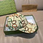 Gucci cap, beige horsebit print; front panel and brim detail