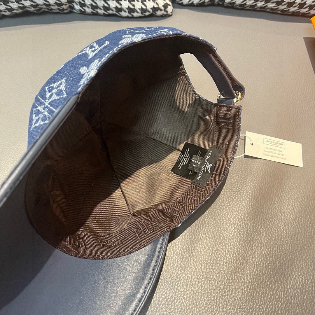 Louis Vuitton cap interior with brown lining and adjustable strap