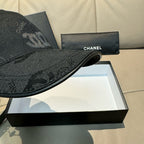 Black monogram baseball cap side view with curved brim