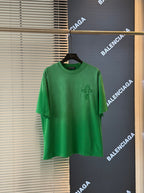 Green short-sleeve T-shirt with small chest dragon graphic