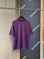 Purple short-sleeve T-shirt with small chest dragon graphic