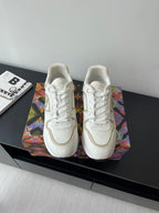 Louis Vuitton ladies white sneakers, lace-up with low-profile rubber sole