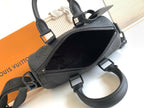 Louis Vuitton monogram crossbody bag, black leather with zip compartment and strap.