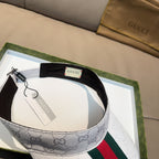 Gucci visor cap with GG monogram, green red web stripe, adjustable strap