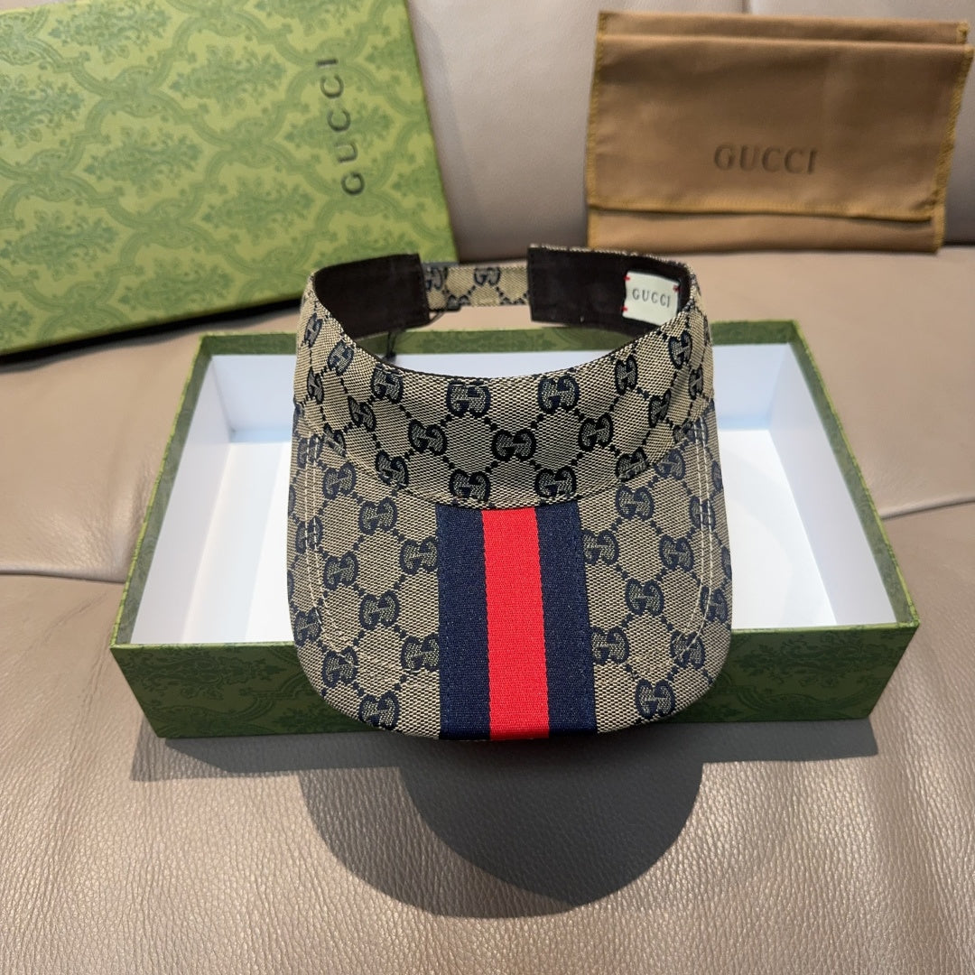 Gucci GG canvas cap with dark brim and red-blue-red web stripe detail