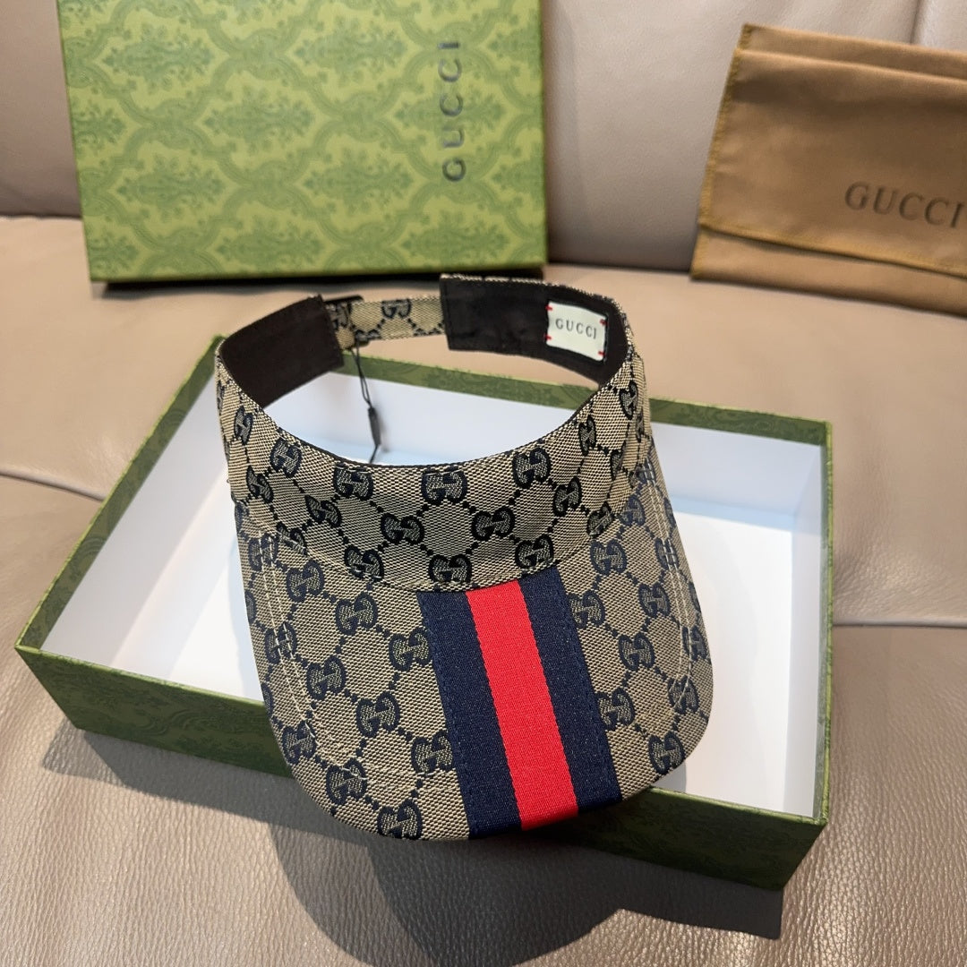 Gucci GG canvas cap with dark brim and red-blue web stripe front panel