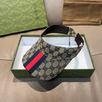 Gucci GG canvas cap with dark inner brim and red-blue web stripe panel